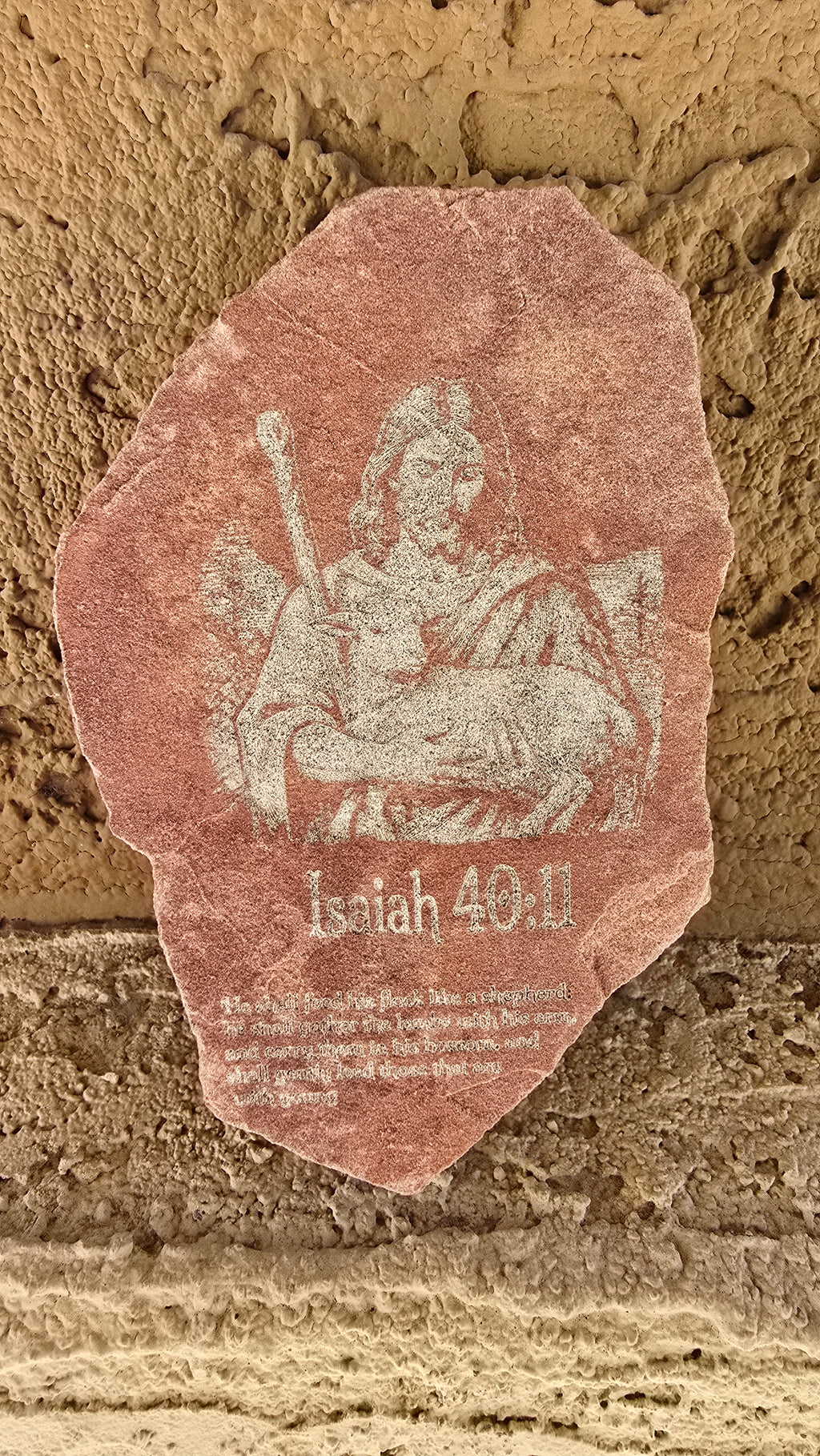 Double-Sided Good Shepherd Engraved Stone