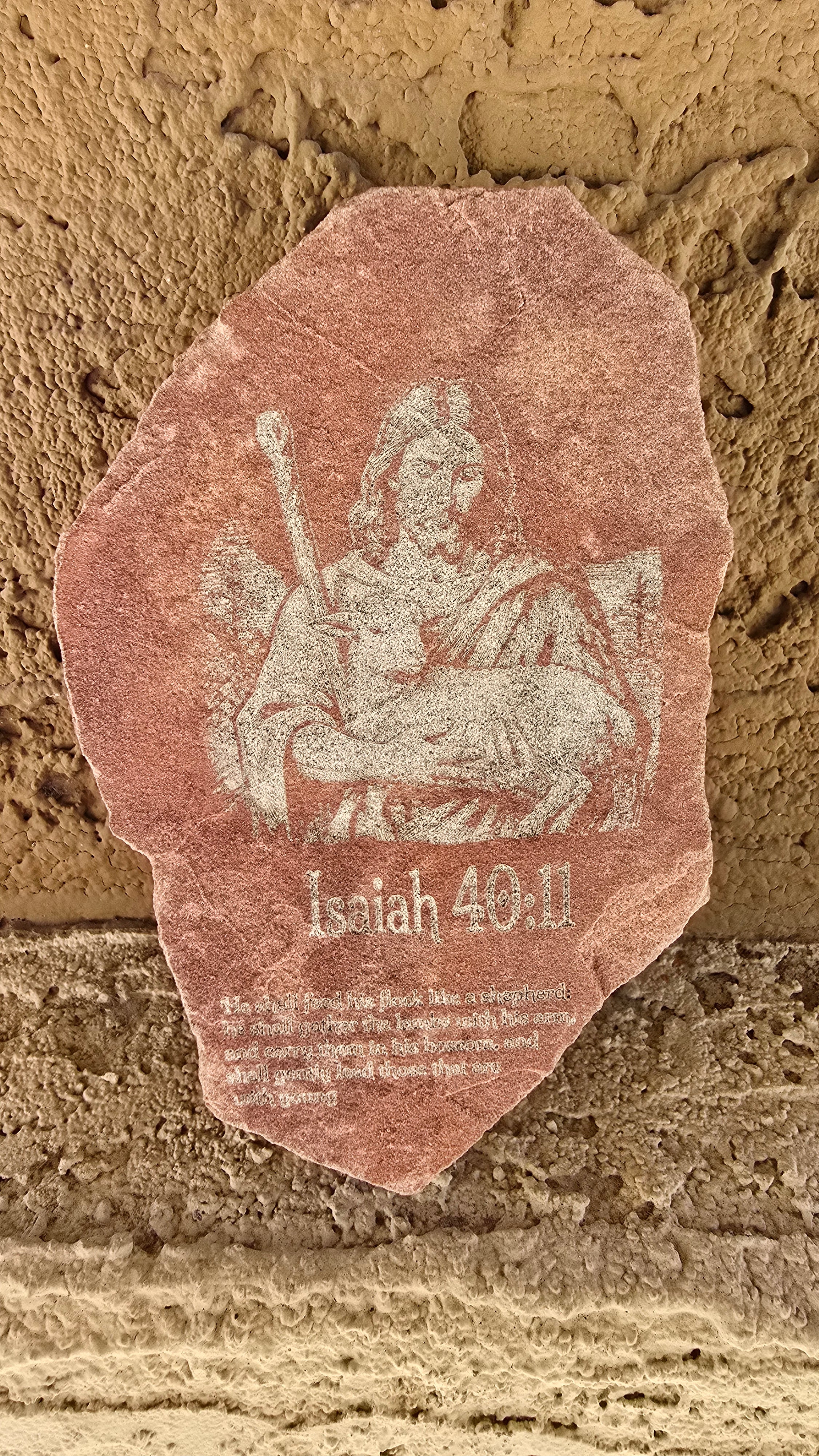 Double-Sided Good Shepherd Engraved Stone